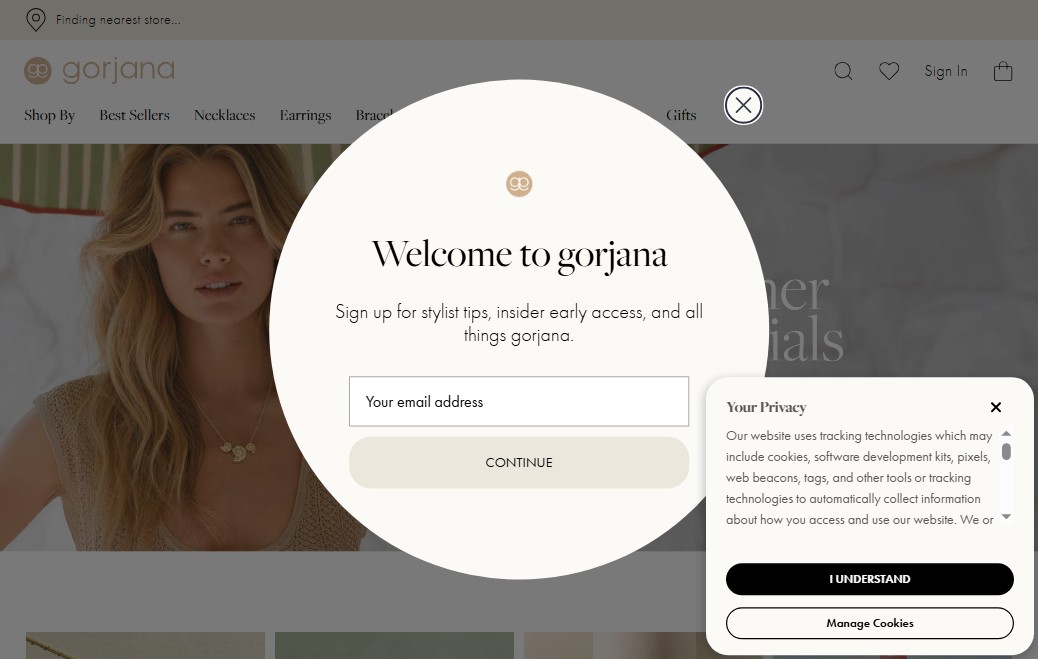 Gorjana Cart — Free Shipping Progress Bar with 'You're $X Away' Message