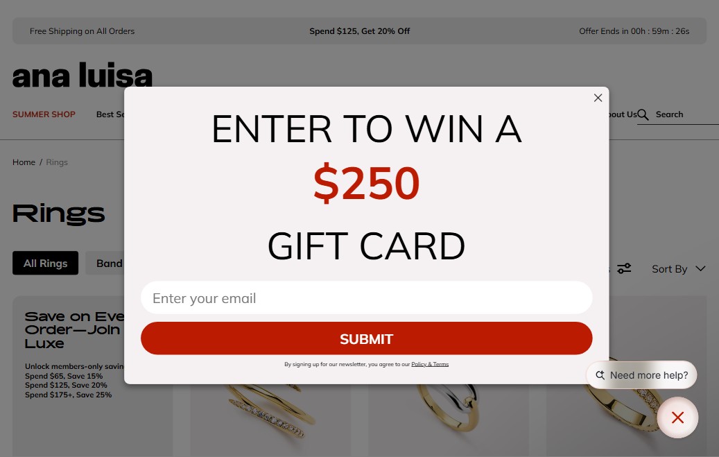 Ana Luisa — Promotional Banner + Last Chance Discounts Surfaced in Collection Grid